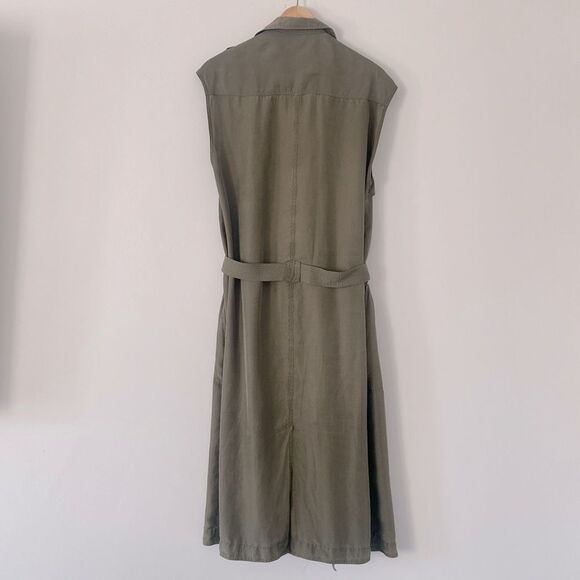 rag & born- Silk Light Weight Trench Wrap DressOlive Green Modern Ragged sz M - Picture 4 of 16